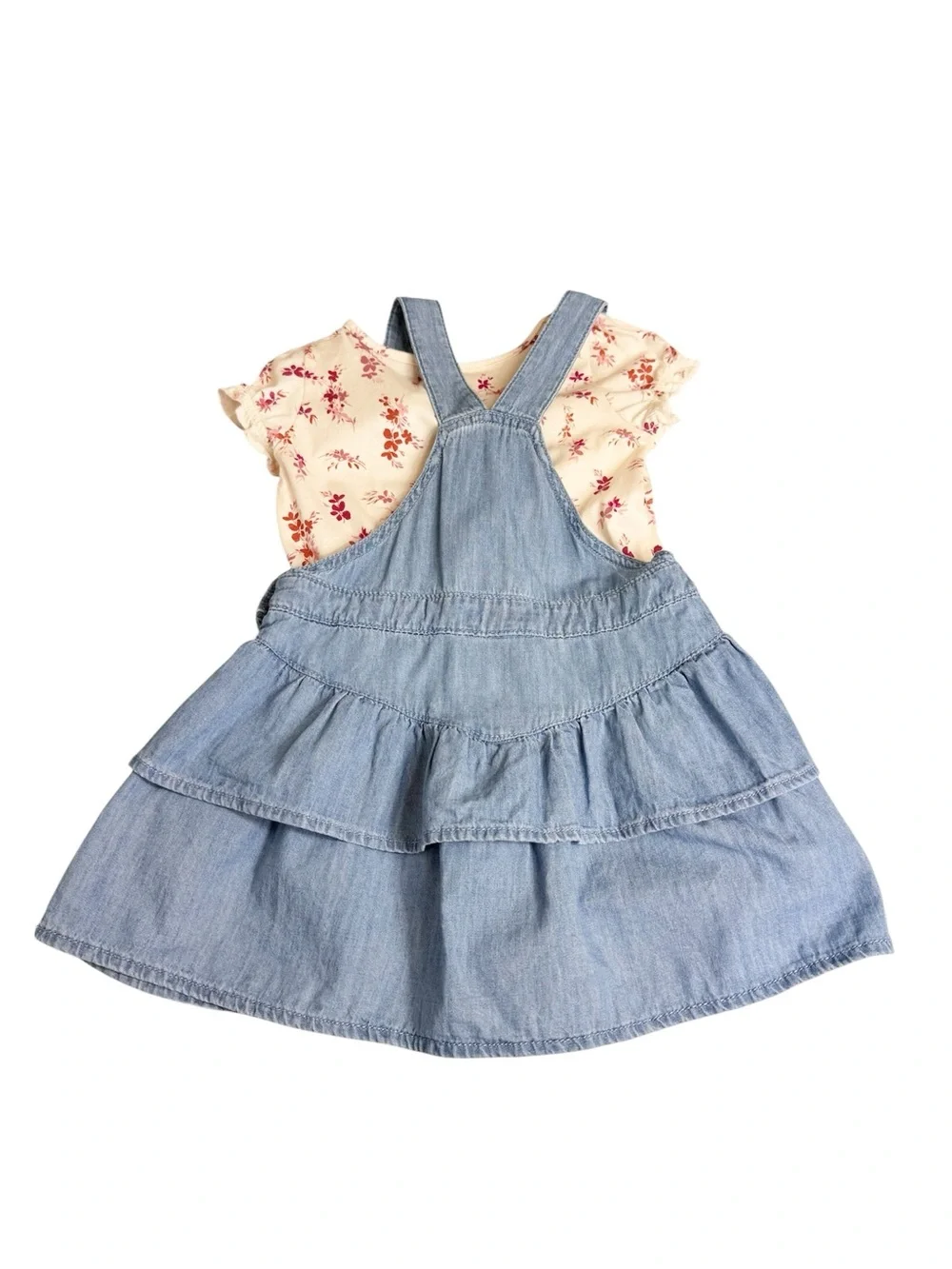 The Children's Place Toddler Girls 2 Piece Denim Dress & Floral Tee Set 3T